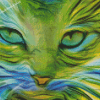 Aesthetic Abstract Green Cat Diamond Painting