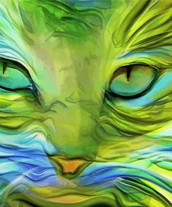 Aesthetic Abstract Green Cat Diamond Painting