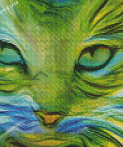 Aesthetic Abstract Green Cat Diamond Painting