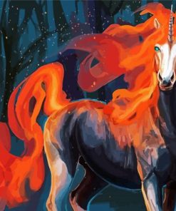 Aesthetic Fire Unicorn Diamond Painting
