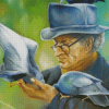 Aesthetic Man Feeding Birds Diamond Painting