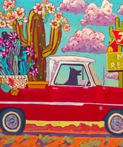 Aesthetic Red Truck In Desert Diamond Painting