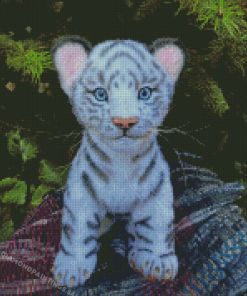 Aesthetic White Baby Tiger Diamond Painting