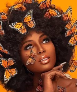 African Woman And Butterflies Diamond Painting