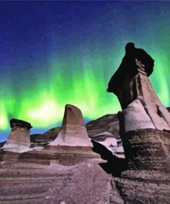 Aurora Lights Over Drumheller Diamond Painting