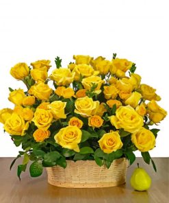 Basket Of Yellow Roses Diamond Painting