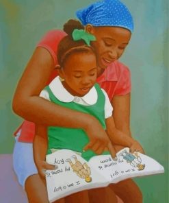 Black Mother Teaching Her Daughter Diamond Painting