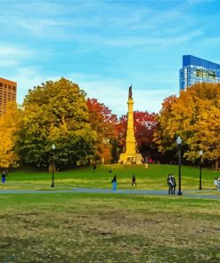 Boston In Autumn Season View Diamond Painting