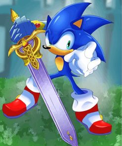 Cool Sonic With Sword Diamond Painting