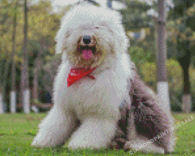 Happy Old English Sheepdog Diamond Painting