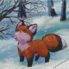 Little Fox In Snow Art Diamond Painting