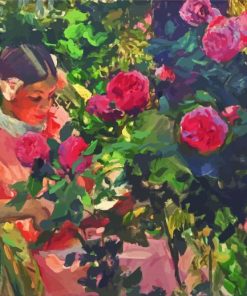 Little Girl With Pink Flowers Joaquín Sorolla Diamond Painting