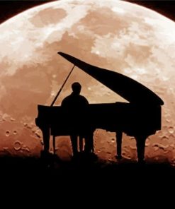 Moon Piano Silhouette Diamond Painting