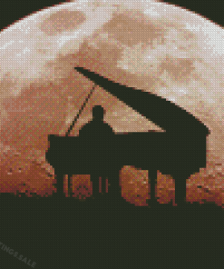 Moon Piano Silhouette Diamond Painting