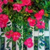 Pink Roses On A White Picket Fence Diamond Painting