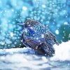 Starling In Snow Diamond Painting