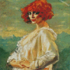 Vintage Lady With Red Hair Diamond Painting