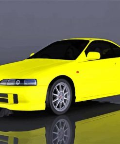 Yellow Honda Integra Car Diamond Painting
