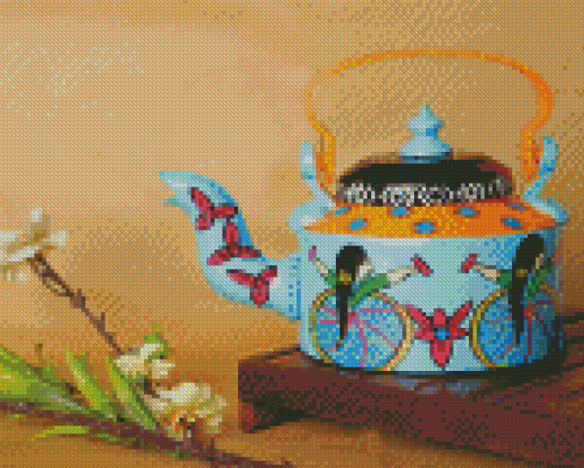 Aesthetic Blue Kettle Diamond Painting