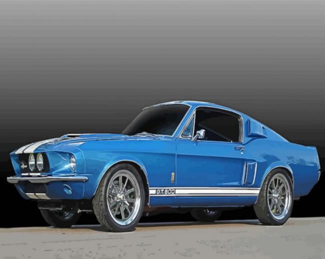 Blue Classic Ford Mustang Diamond Painting