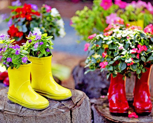 Gumboots And Flowers Diamond Painting