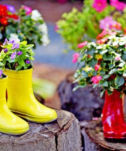 Gumboots And Flowers Diamond Painting