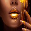 Aesthetic Golden Lips Diamond Painting