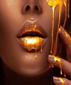 Aesthetic Golden Lips Diamond Painting