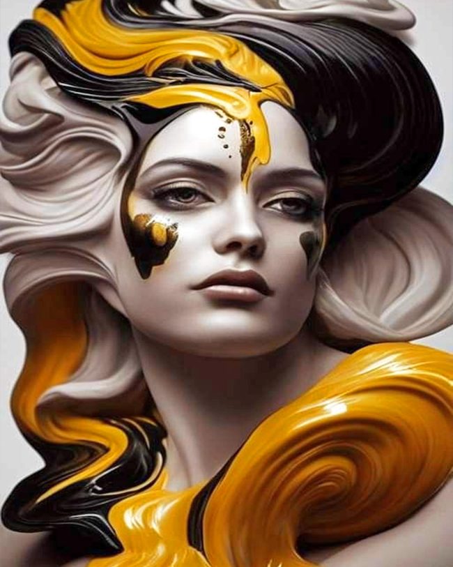 Aesthetic Black And Gold Lady Diamond Painting