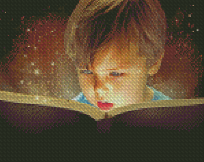 Boy Reading A Book Diamond Painting