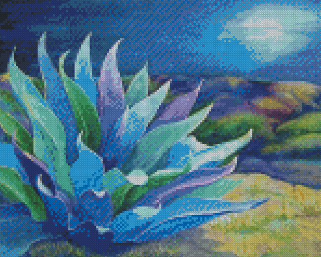 Moonlight Blue Agave Diamond Painting