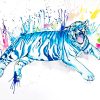 Blue Tiger Splatter Diamond Painting