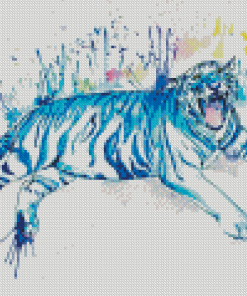 Blue Tiger Splatter Diamond Painting