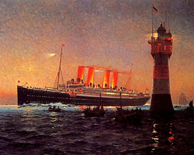 Titanic Ship And Lighthouse Diamond Painting