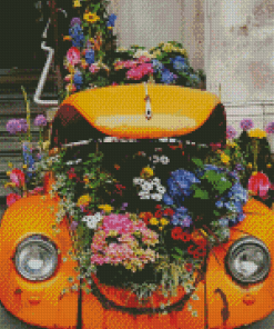 Vintage Volkswagen With Flowers Diamond Painting