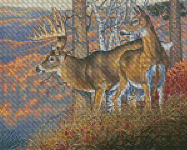 Large Buck And Doe Art Diamond Painting