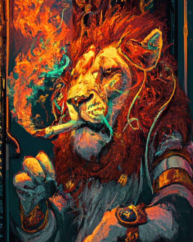 Abstract Smoking Lion Diamond Painting
