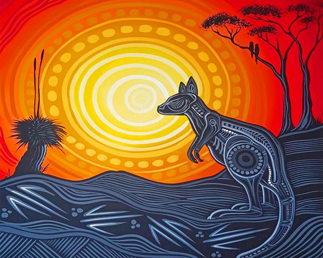 Aboriginal Australian Art Kangaroo Animal Diamond Painting