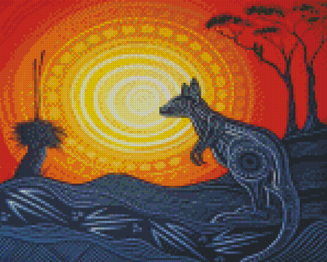 Aboriginal Australian Art Kangaroo Animal Diamond Painting