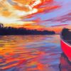 Abstract Canoe At Sunset Diamond Painting