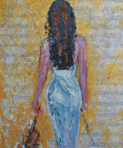 Abstract Lonely Musician Woman Diamond Painting