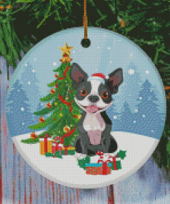 Happy Christmas Boston Terrier Diamond Painting
