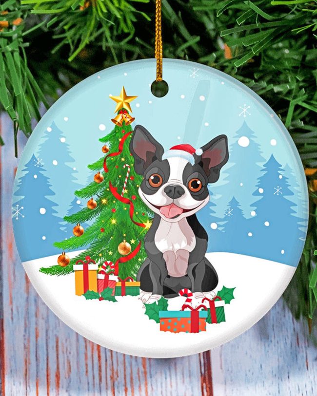 Happy Christmas Boston Terrier Diamond Painting