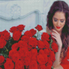 Aesthetic Girl With Red Roses Diamond Painting