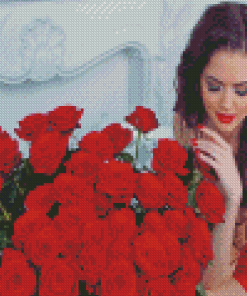 Aesthetic Girl With Red Roses Diamond Painting