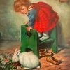 Aesthetic Little Girl With Rabbit Diamond Painting