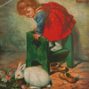 Aesthetic Little Girl With Rabbit Diamond Painting