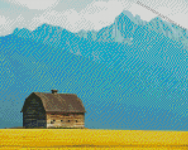 Aesthetic Montana Mountains With Barn Diamond Painting