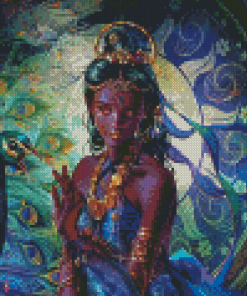 African Girl With Peacock Diamond Painting