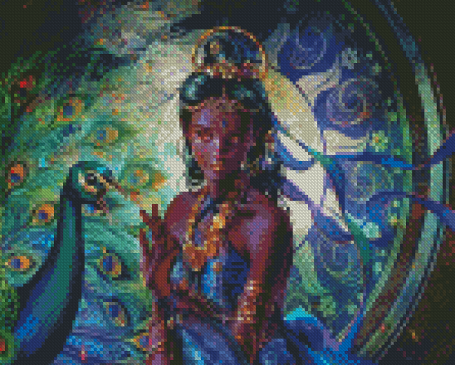 African Girl With Peacock Diamond Painting